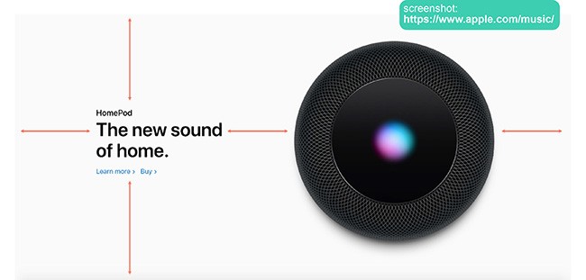 screenshot of Apple website